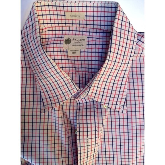 J Crew tailored long sleeve button down checkered pattern casual shirt large - Picture 5 of 8